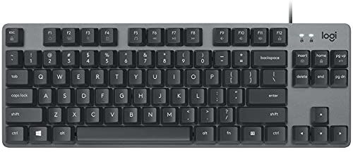 Logitech Tastiera meccanica cablata in alluminio K835 TKL Tastiera PC senza tasti con design compatto e confortevole, interruttori lineari, layout QWERTZ tedesco grigia