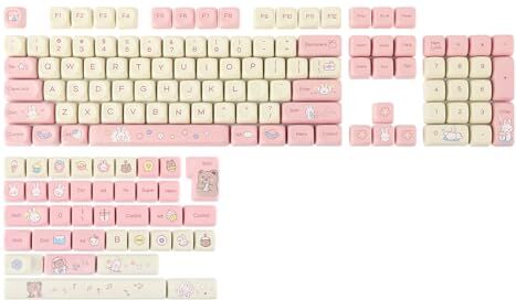 EPOMAKER Cream Bunny 141 tasti Set di copritasti a sublimazione PBT con profilo MOA per tastiera meccanica con layout ANSI, compatibile con Cherry MX Switch (Cream Bunny)