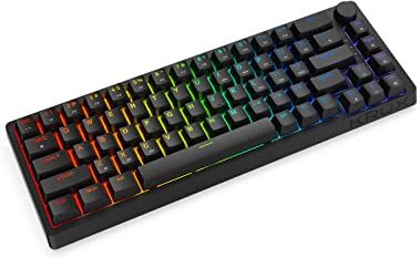 KRUX ATAX 65% PRO RGB GATERON YELLOW PRO, wireless gaming keyboard, 68 switches, QWERTY, volume knob, KRX0125