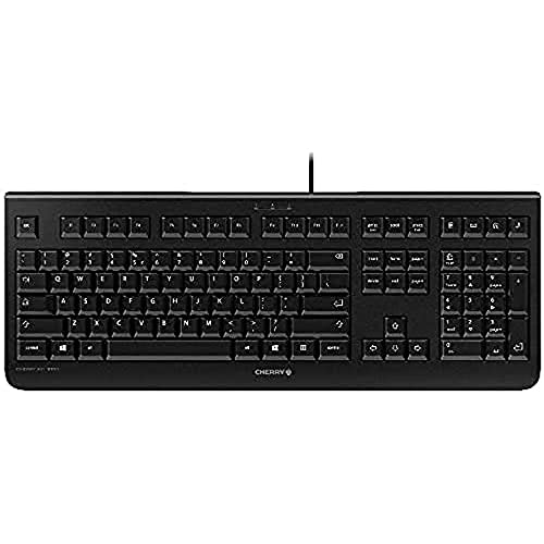 CHERRY KC 1000, Tastiera Con Filo, Layout per l'Unione Europea (QWERTY), Plug & Play tramite Porta USB, Design Piatto, Battitura Estremamente Silenziosa, Nero