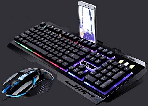 GzPuluz Tastiera di gioco cablata  G700 USB Retroilluminazione RGB Wired Optical Gaming Mouse e Set tastiera, Lunghezza cavo tastiera: 1.35m, Lunghezza cavo mouse: 1.3m (Nero) (Color : Black)