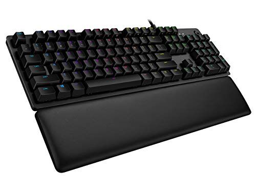 Logitech 513 tastiera meccanica da gioco, switch tattili GX-Brown, illuminazione RGB, pass-through USB, poggiapolsi con memory foam, alloggiamento in alluminio, layout scandinavo, nero