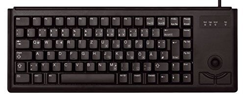 CHERRY Compact Keyboard G84-4400, layout francese, tastiera AZERTY, tastiera cablata, tastiera meccanica, meccanica ML, trackball ottico integrato più 2 pulsanti del mouse, nero