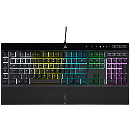 Corsair K55 RGB PRO Tastiera a membrana cablata IP42 resistente alla polvere e agli spruzzi d'acqua 6 tasti macro con integrazione Elgato Compatibile iCUE QWERTZ DE PC, Mac, Xbox Nero