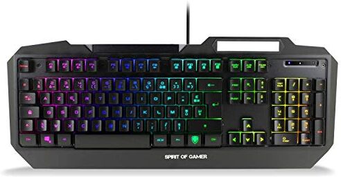 Spirit Of Gamer Tastiera Da Gioco AZERTY ELITE-K40 Supporto Per Smartphone Illuminazione Retro-RGB Tasti Semi-Meccanici 19 Tasti Anti-Fantasma 12 Multimediali USB PS4 / PC/XBOX ONE