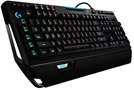 Logitech 910 Orion Spectrum, Tastiera Gaming Meccanica con Cavo, Tasti RGB Retroilluminati, Switch Tactile Romer-G, 9 Tasti-G Programmabili, Doppio Display ARX Technology, QWERTY US Layout, Nero