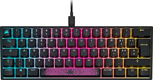 Corsair K65 RGB MINI 60% Tastiera Meccanica da Gioco con Cavo Interruttori CHERRY MX RED Keycaps a Doppio Scatto PBT Compatibile con iCUE QWERTY IT PC, Mac, Xbox Nero