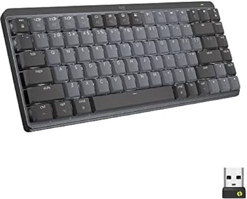 Logitech MX Mechanical Mini Tastiera Retroilluminata Wireless, Switch Tattili Silenziosi, Tasti Retroilluminati, Layout ‎Francese AZERTY Grigio