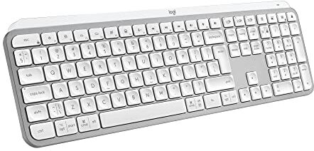 Logitech MX Keys S, Tastiera Wireless, Profilo Basso, Tasti Programmabili, Retroilluminazione, Bluetooth, USB C Ricaricabile, per PC Windows/Linux/Chrome/Mac Grigio chiaro, Layout Italiano QWERTY