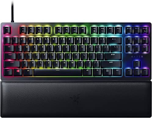 Razer Huntsman V2 Tenkeyless (Interruttore Rosso) Tastiera da Gioco Ottica (Interruttori Ottici Lineari Gen-2, Copri Tasti Doubleshot PBT, Poggiapolsi Ergonomico) Layout USA, Nero