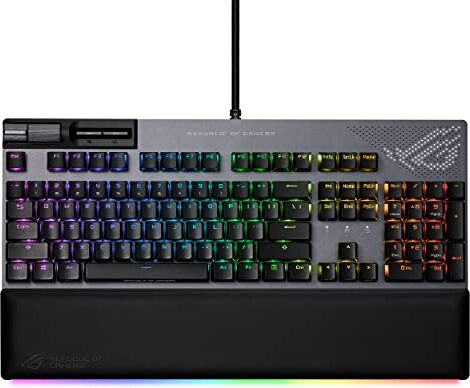 Asus ROG Strix Flare II Animate Tastiera Gaming USB, Meccanica, Switch Sostituibili, ROG NX Rossi, Polling 8000Hz, Tasti in ABS, Display Anime Matrix, RGB, Layout Italia, Poggiapolsi, Nero