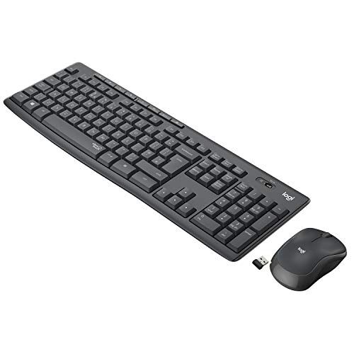 Logitech MK295 Kit Mouse e Tastiera Wireless, Layout Inglese QWERTY, Grigio