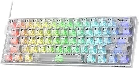 Redragon K617 60% tastiera da gioco RGB cablata, 61 tasti tastiera meccanica completamente trasparente, supporto software Pro, interruttore personalizzato traslucido