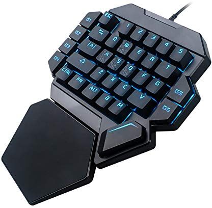 Goshyda Tastiera retroilluminata a una mano, USB cablata 35 tasti Tastiera da gioco meccanica RGB Blacklight con una sola mano con funzione di definizione macro, con tasti multimediali FN