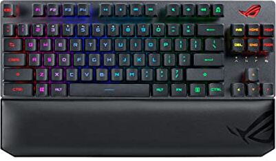 Asus ROG Strix Scope RX TKL Wireless Deluxe Tastiera opto-meccanica AZERTY formato TKL, switch opto-meccanici ROG RX Red, Poggiapolsi magnetico, illuminazione Aura Sync, senza fili e cablato, nero