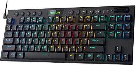 Redragon K622 Horus TKL RGB Tastiera meccanica, tastiera da gioco cablata ultrasottile con copritasti a basso profilo, controllo multimediale dedicato e interruttore rosso lineare