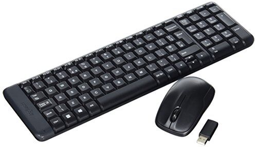 Logitech MK220 Combo Tastiera e Mouse Wireless Compatti per Windows, Layout Inglese QWERTY Nero