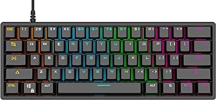 docooler G101 61 Tasti Tastiera meccanica cablata Tastiera retroilluminata RGB PBT Iniezione a due colori Tastiera meccanica Interruttore Blu Nero