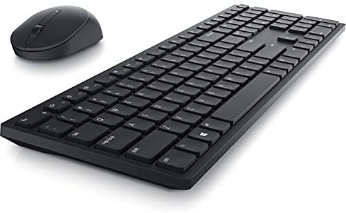 Dell KM5221W Pro Wireless Tastiera e Mouse Combo, Tasti programmabili e Indicatore di Batteria Nero