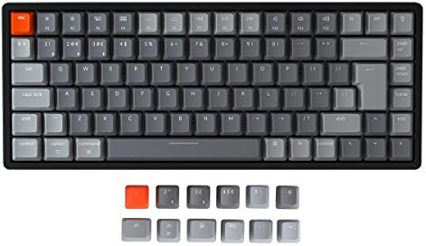 Keychron K2 Tastiera meccanica da gioco wireless Bluetooth/USB, sostituibile a caldo, compatta, 84 tasti, layout ISO UK, retroilluminazione LED RGB, N-Key Rollover, telaio in alluminio, interruttore