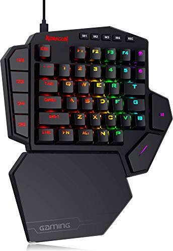 Redragon K585 DITI Tastiera da gioco meccanica RGB a una mano, interruttori blu, tastiera da gioco professionale di tipo C con 7 tasti macro integrati, poggiapolsi rimovibile, 42 tasti