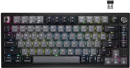 Corsair K65 PLUS WIRELESS 75% RGB Tastiera da Gioco Meccanica – Interruttori lineari MLX rossi pre-lubrificati – PBT Sublimazione-Keycap – iCUE Compatibile – PC, PS5, PS4, Xbox – QWERTY NA –