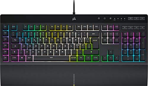 Corsair K55 RGB PRO XT Tastiera da Gioco Cablata a Membrana IP42 Resistente Alla Polvere e Liquidi 6 Tasti Macro con Integrazione Elgato iCUE QWERTY IT PC, Mac, Xbox Nero