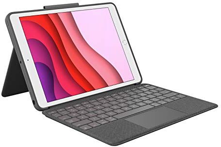 Logitech Combo Touch per iPad (7a, 8a e 9a generazione) Custodia con trackpad di precisione, tastiera retroilluminata simile a quella di un laptop, Smart Connector, Layout Italiano QWERTY Grigio