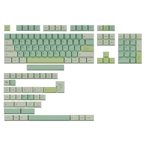 LEEINTO Keycaps PBT Keycaps 143 GinkgoTheme DyeSublimation Green Keycap Set CherryProfile Personalizzato per tastiera meccanica per ragazze