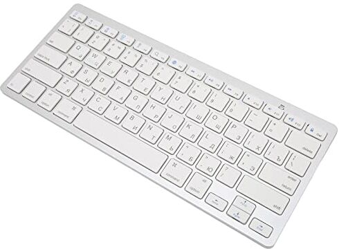 Generic Tastiera Wireless Portatile, Tastiera con Layout QWERTY Mini 78 Tasti Tastiere Ultra Sottili Dispositivo Multiplo Coreano Compatto per, Mac, Tablet, Laptop Bianca (russo)