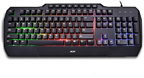 Acer tastiera gaming STELLAR-GK1600, cablata, a membrana, layout italiano, sistema retroilluminazione LED RGB, 105 tasti, 26 tasti anti-ghosting, 8 tasti multimediali