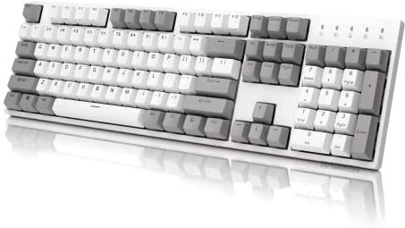 DURGOD Tastiera meccanica Taurus K310   Layout UK   104 tasti full size   USB C Wired   Doppi copritasti in PBT   Tasti programmabili   NKRO Rollover   Per Windows e Mac   Cherry MX Clear, bianco