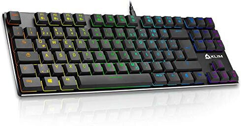 KLIM Dash TKL GERMAN QWERTZ Tastiera meccanica con interruttori rossi per professionali e giocatori Tastiera TKL compatta senza tastierino numerico + colori RGB e struttura in metallo resistente