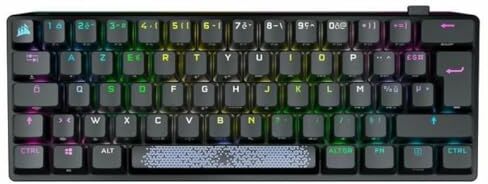 Corsair K70 Pro Mini Wireless RGB 60% Tastiera Meccanica Gaming (Tecnologia Wireless Ultrarapide Inferiore a 1 ms, Switchs Cherry MX Red Rimovibili, Giochi di Tasti a Doppia Iniezione PBT) Nero