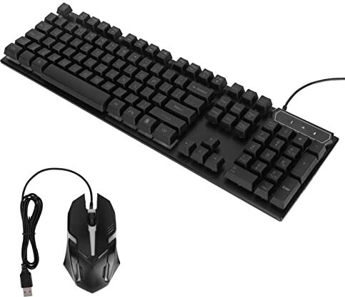 Bewinner Combinazione Mouse Tastiera da Gioco Cablata, Tastiera Retroilluminata a LED USB a 104 Tasti, Compatibile per Giochi per PC per per (La Scritta della Tuta D280 è Completamente