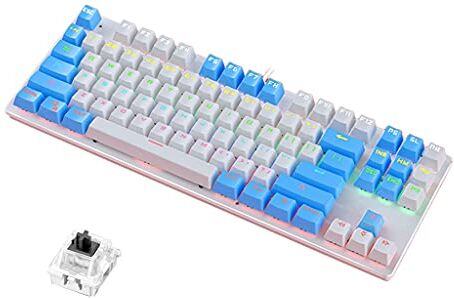 Yisawroy K400 87 Tasti Blu/Nero Switch Tastiera Meccanica USB Wired con RGB Retroilluminato per Laptop e Altre Versione Aggiornamento