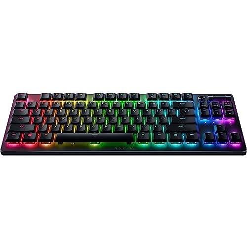 Razer DeathStalker V2 Pro Tenkeyless (Interruttore Rosso) Tastiera da Gioco Ottica Wireless a Basso Profilo (Interruttori Ottici Lineari, HyperSpeed Wireless, Bluetooth 5.0) Layout USA, Nero