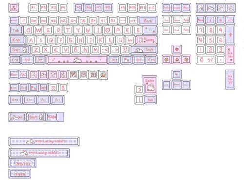 Generic Set di tasti a 144 tasti XDA Profile Milk Rabbit PBT Dye-Sub Keycap per MX-Switches Tastiera meccanica per gioco Keycap DIY Milk Rabbit Keycaps XDA Keycap per dz60/RK61/64/gk-61/68/98 Keyboard