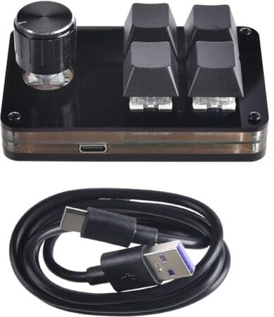 Luejnbogty 1 Set USB Macro Personalizzato Mini Tastiera 4 Tasti 1 Tasto Programmazione Fai da te Tastiera Meccanica Tastiera di Programmazione Personalizzata