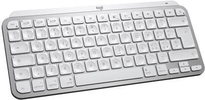 Logitech MX Keys Mini for Mac Tastiera wireless minimalista, compatta, Bluetooth, tasti retroilluminati, USB-C, compatibile con MacBook Pro, MacBook Air, iMac, iPad, Italiano QWERTY Grigio claro