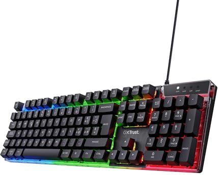 Trust GXT 835 Azor Tastiera Gaming, Layout Italiano QWERTY, USB, Anti-ghosting, Tastiera Retroilluminata LED RGB Per PC, Computer, Laptop, Mac Nero