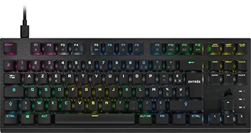 Corsair K60 PRO TKL RGB Tastiera da gioco cablata ottica meccanica senza chiave Interruttori lineari OPX Tasti in policarbonato Compatibile con iCUE AZERTY UK PC, Mac, Xbox Nero