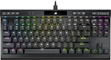 Corsair K70 RGB TKL CHAMPION SERIES Tastiera da Gioco Cablata Ottico-Meccanica Senza Chiavi Interruttori OPX Keycaps a Doppio Scatto PBT Compatibile con iCUE QWERTY IT Nero