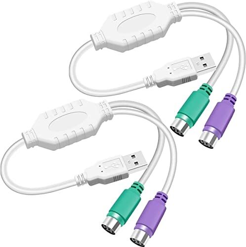 Xiatiaosann Cavo adattatore PS2 a USB A Cavo adattatore mouse tastiera PS/2 maschio a USB A maschio per mouse e tastiera, 2 pezzi