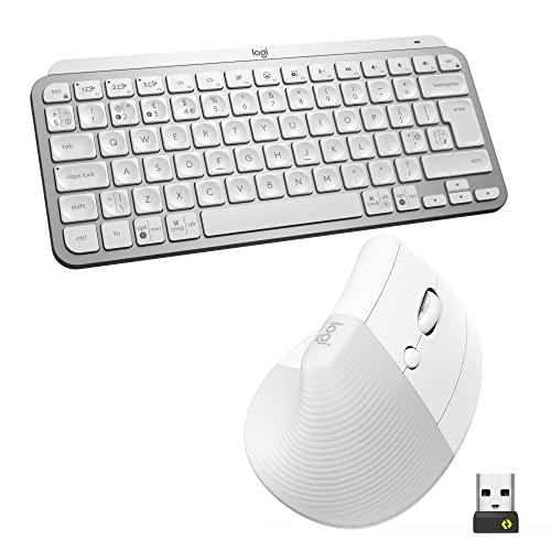 Logitech Kit tastiera  MX Keys Mini e  Mouse Ergonomico, Wireless, tasti retroilluminati, Bluetooth o ricevitore USB Logi Bolt, silenzioso, Windows/macOS/iPadOS, Laptop, PC, QWERTY IT Bianco