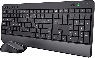 Trust 25025, Set tastiera AZERTY e mouse wireless, Nero