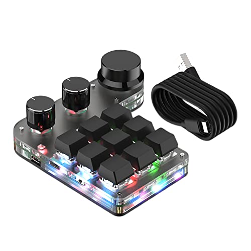 Saiyana Tastiera, filo/wireless programmazione macro tastiera meccanica con una mano macro con tre manopole di regolazione, tastiera retroilluminata RGB