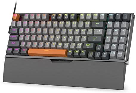 Redragon K648 90% Tastiera da gioco RGB cablata, tastiera meccanica a 94 tasti con zoccolo hot-swap, pannello in metallo con schiume fonoassorbenti e supporto per i polsi, interruttore rosso