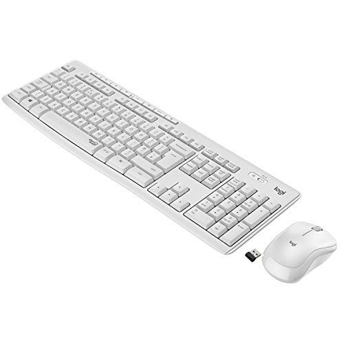 Logitech MK295 Kit Mouse e Tastiera Wireless, Layout Scandinavo QWERTY, Bianco