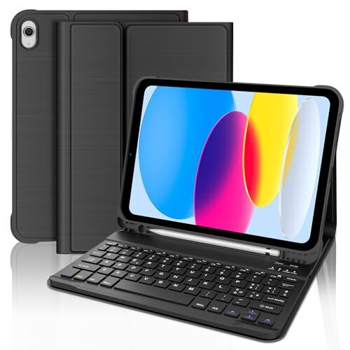 FARYODI Custodia con Tastiera per iPad 10 Gen 10,9" Tastiera Italiano QWERTY per iPad 10 Gen 10,9" (A2696/A2757/A2777) Tastiera Bluetooth Wireless, Nero